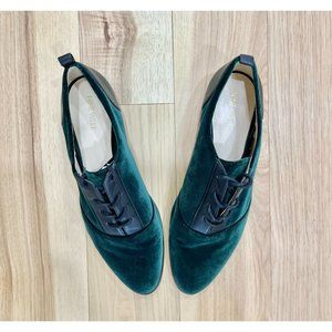 Nine West Hyida Green Velvet Lace Up Oxfords 12